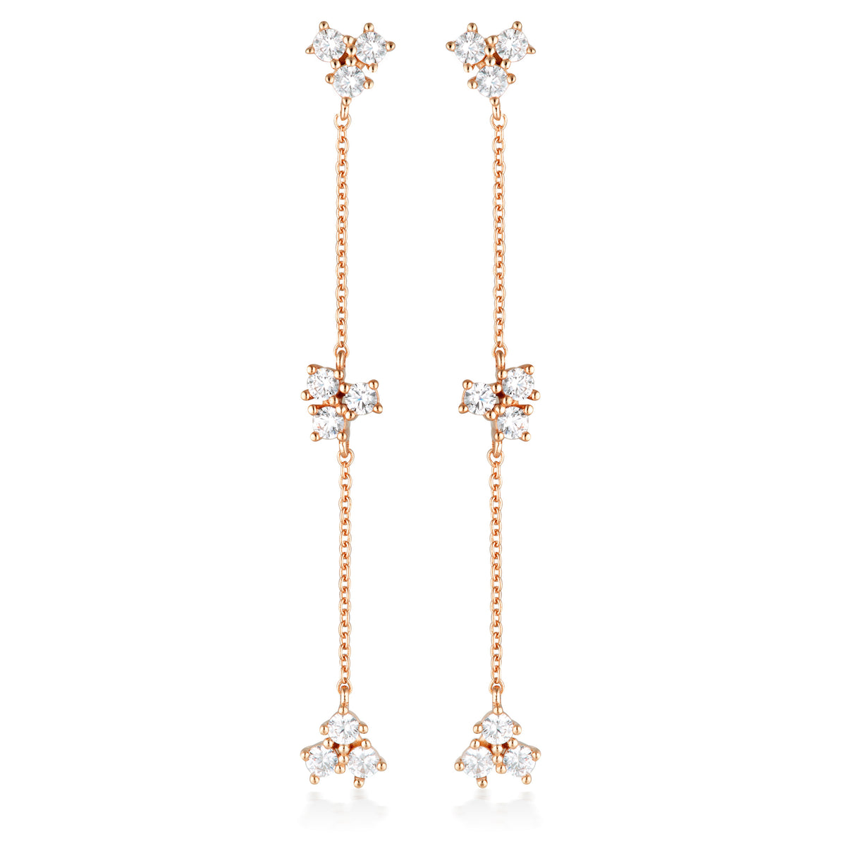GEORGINI THE LAYERED EDIT TROIS EARRINGS ROSE GOLD
