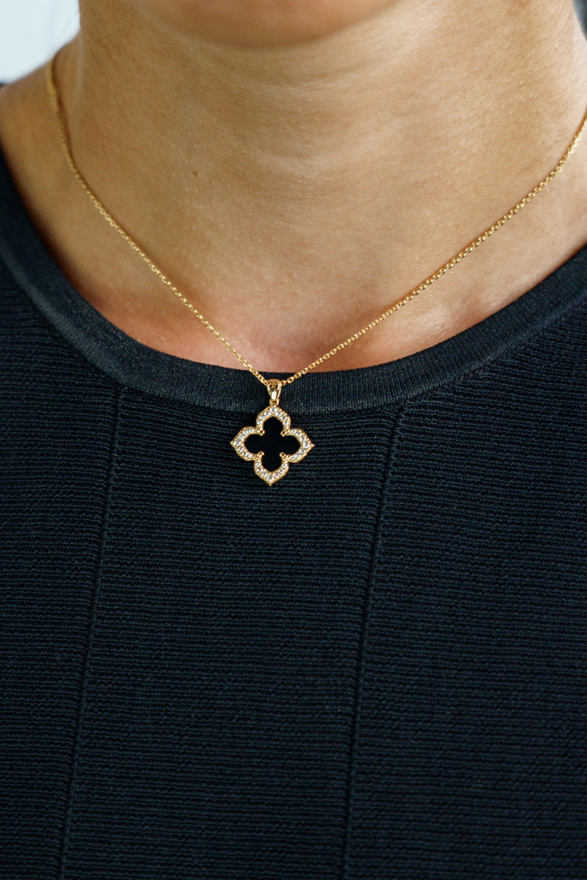 GEORGINI MIDNIGHT VELVET BLACK AGATE FAIRWATER PENDANT GOLD