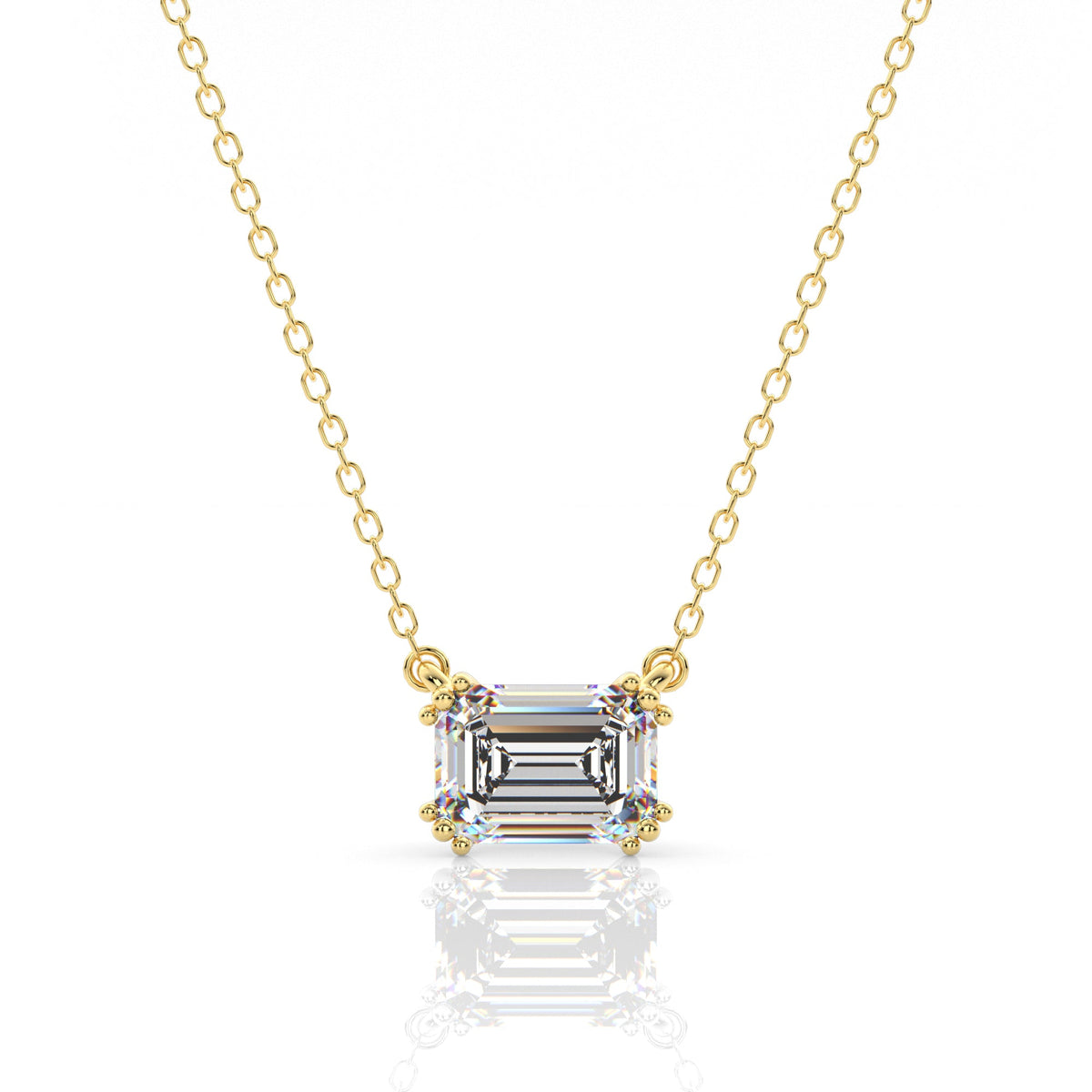 GEORGINI ELEGANT ESSENTIALS 7MM EMERALD CUT HIDDEN HALO PENDANT GOLD