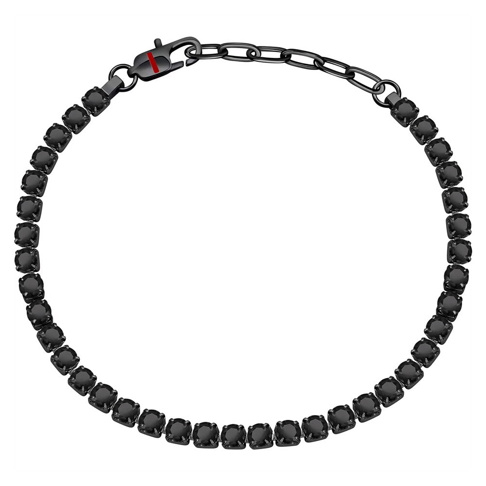 Sector Tennis Bracelet Black Crystals IP Black 22cm