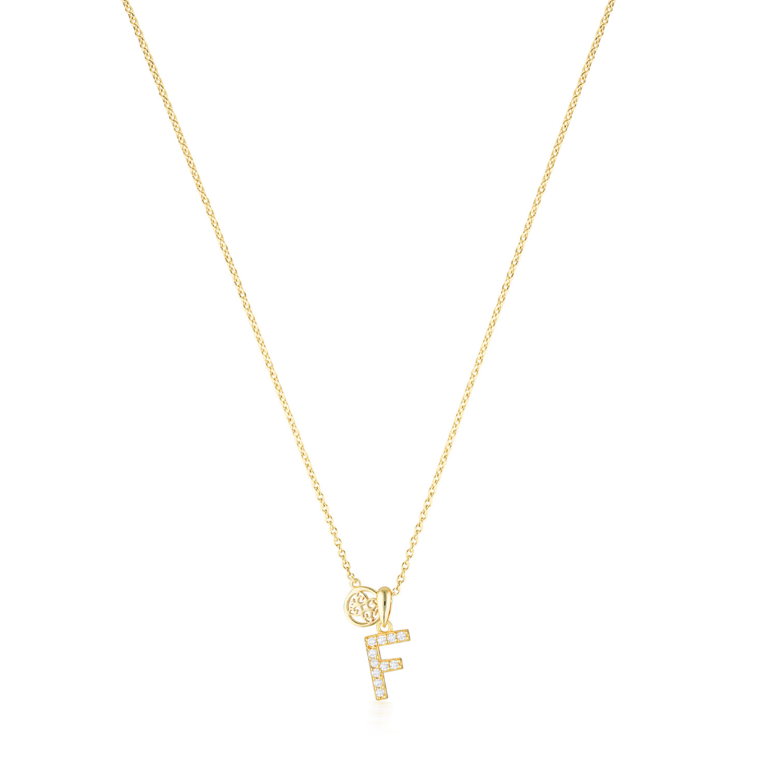 LUXURY LETTERS F INITIAL PENDANT GOLD