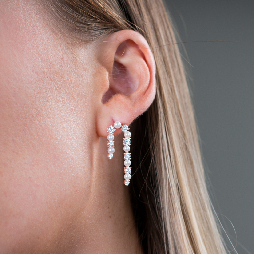 NOEL NIGHTS CANDY CANE PEARL EARRINGS ROSE GOLD