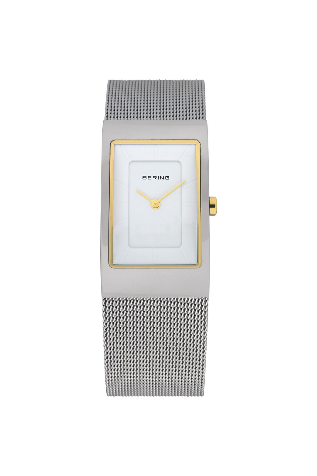 Bering Classic 38mm Polished White Dial Silver Stainless Steel Mesh Strap Watch