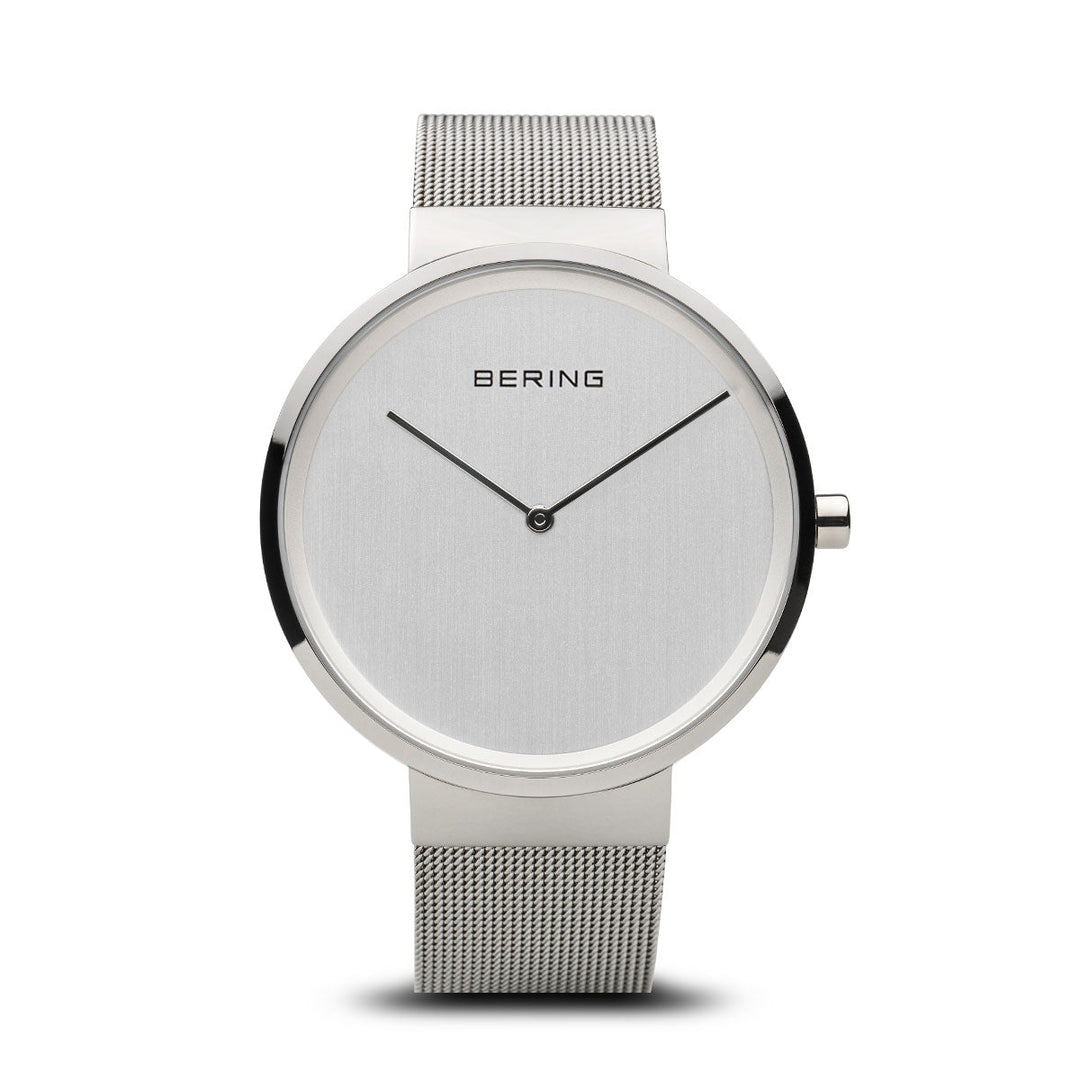 Bering Classic Polished Silver 39mm Milanese Strap