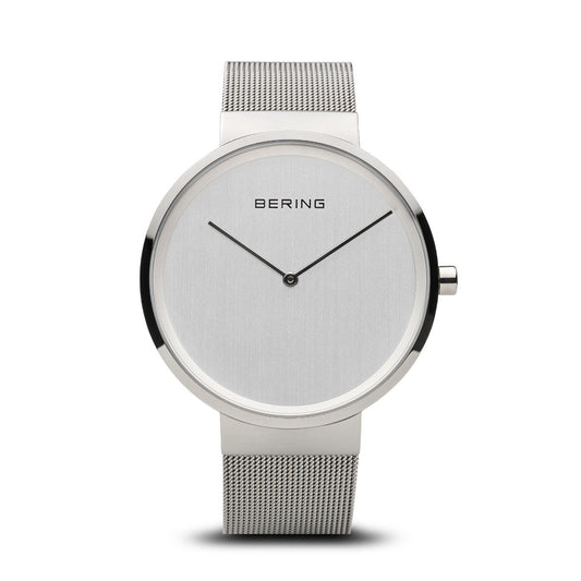 Bering Classic Polished Silver 39mm Milanese Strap