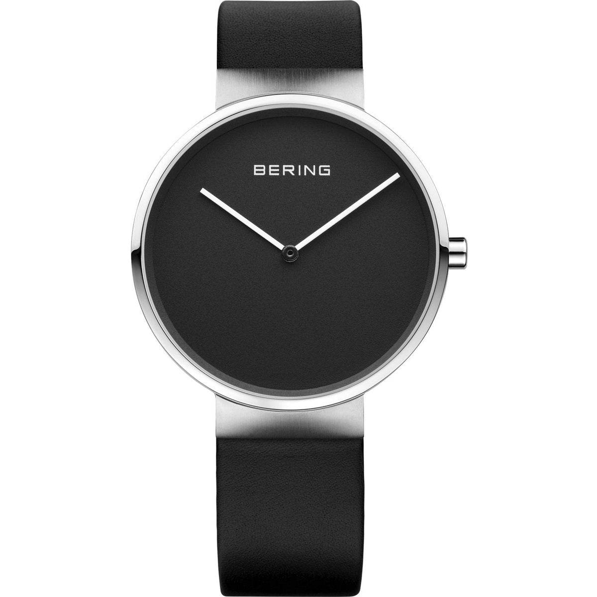 Bering Classic 39mm Black Leather Strap Watch