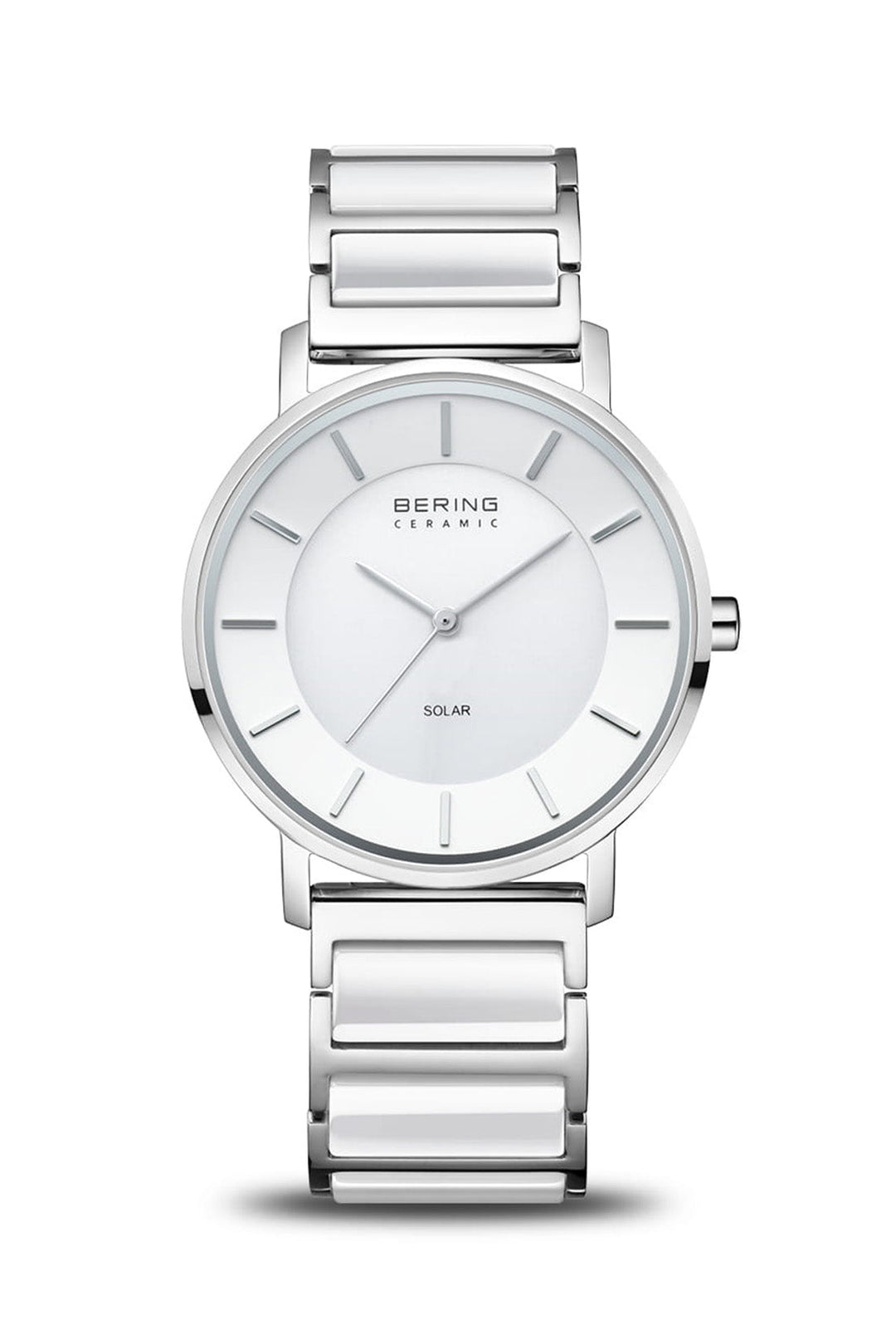Bering Solar 41mm White Dial White Ceramic Strap Watch