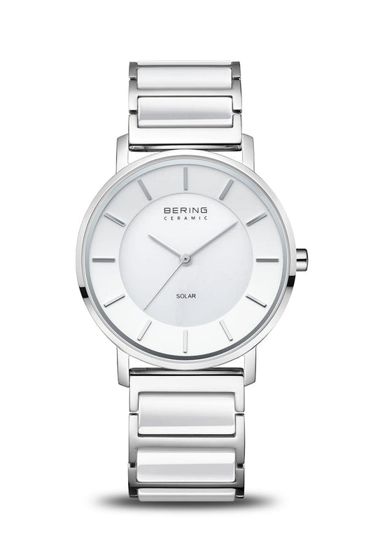Bering Solar 41mm White Dial White Ceramic Strap Watch