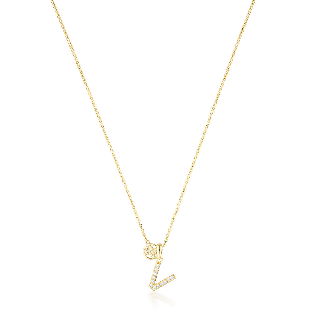 LUXURY LETTERS V INITIAL PENDANT GOLD