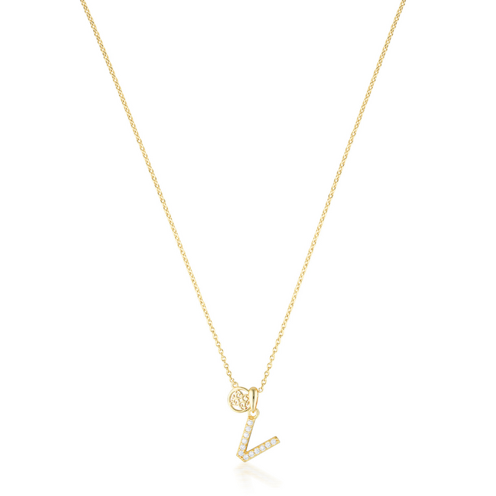 LUXURY LETTERS V INITIAL PENDANT GOLD