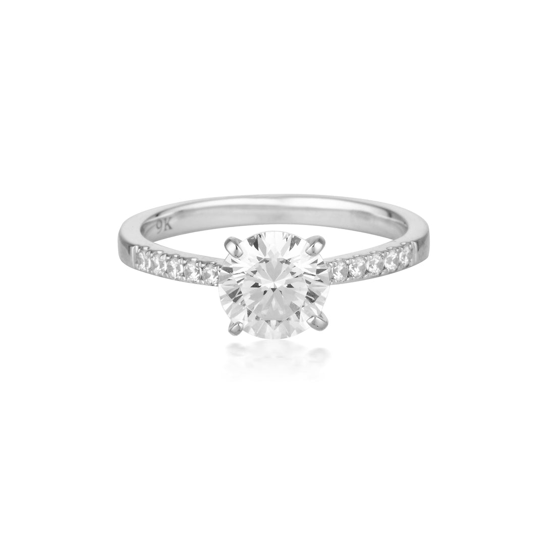GEORGINI GOLD ROUND BRILLIANT CUT 1.25CTW MOISSANITE ENGAGEMENT RING IN 9CT WHITE GOLD - 6