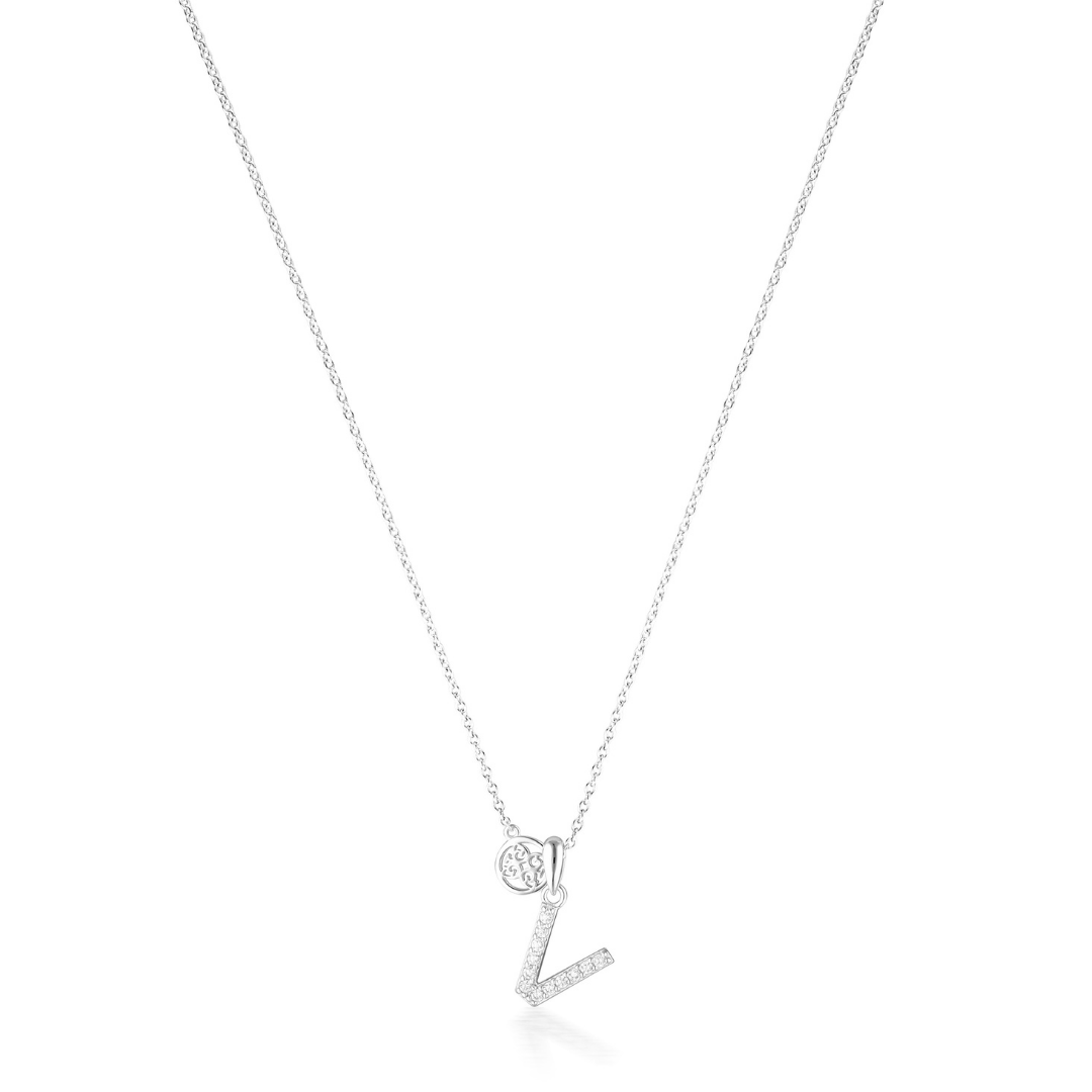 LUXURY LETTERS V INITIAL PENDANT SILVER