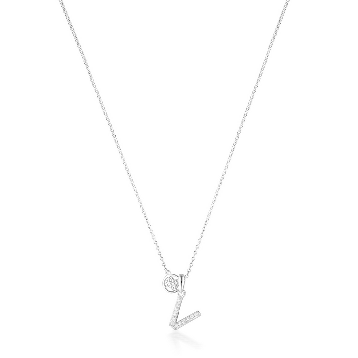 LUXURY LETTERS V INITIAL PENDANT SILVER