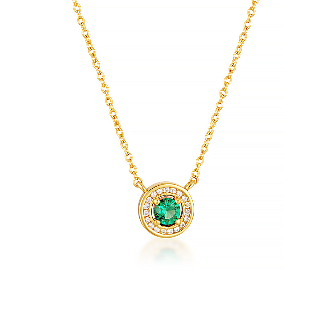 MILESTONE EMERALD HALO PENDANT IN GOLD