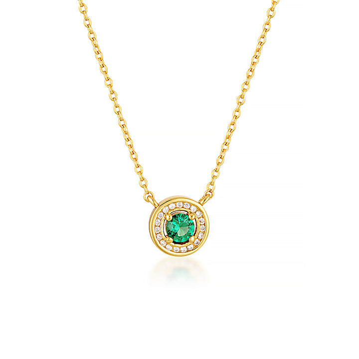 MILESTONE EMERALD HALO PENDANT IN GOLD