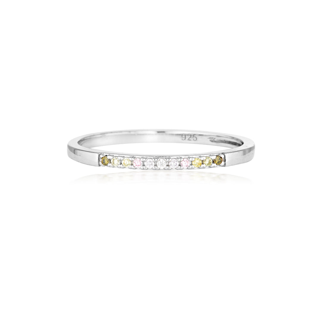 SUMMER SORBET FROSTY MULTI COLOURED RING SILVER - 7