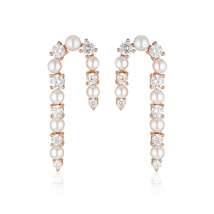 NOEL NIGHTS CANDY CANE PEARL EARRINGS ROSE GOLD