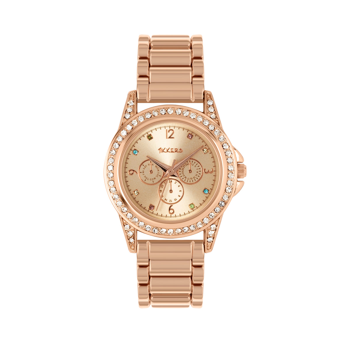 Tikkers Full Rose Gold Link Bracelet Watch