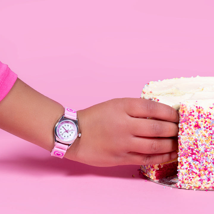 TIKKERS Pink Heart Time Watch & Bracelet Purse Gift Set