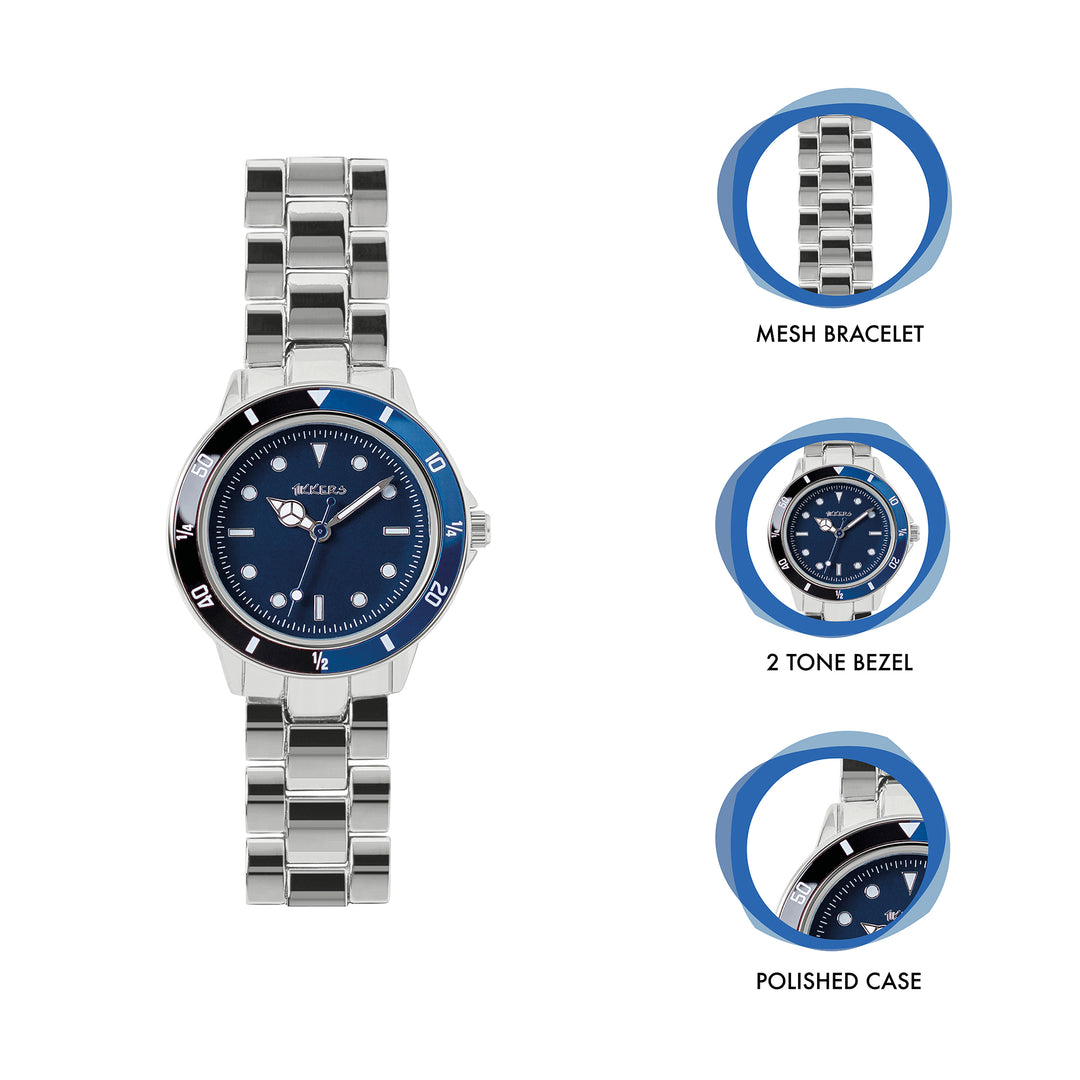 Tikkers Blue Dial Silver Link Bracelet