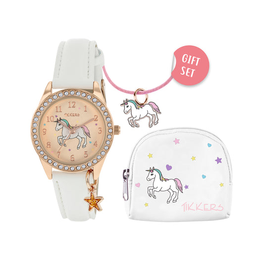 TIKKERS White Unicorn Watch & Bracelet Purse Gift Set