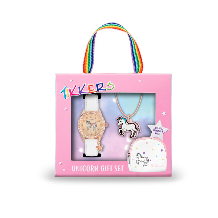TIKKERS White Unicorn Watch & Bracelet Purse Gift Set