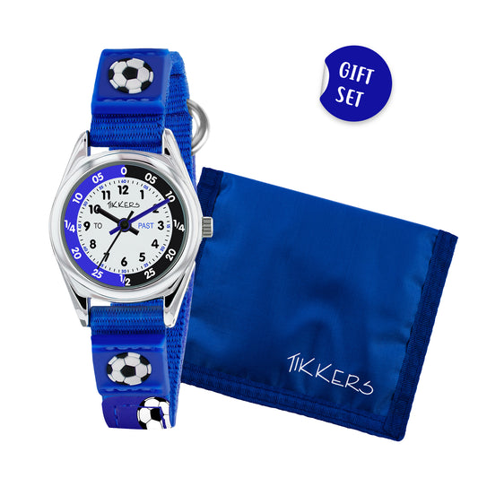 Tikkers Football Velcro Time Teacher Watch and Wallet Set