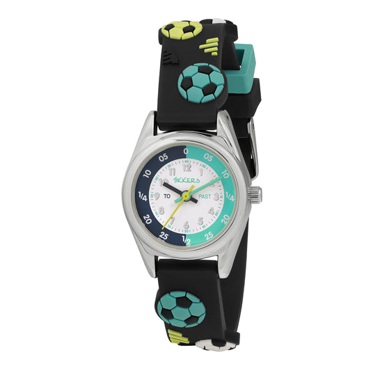 Tikkers Time Teacher Black Soccer 3D Strap Watch