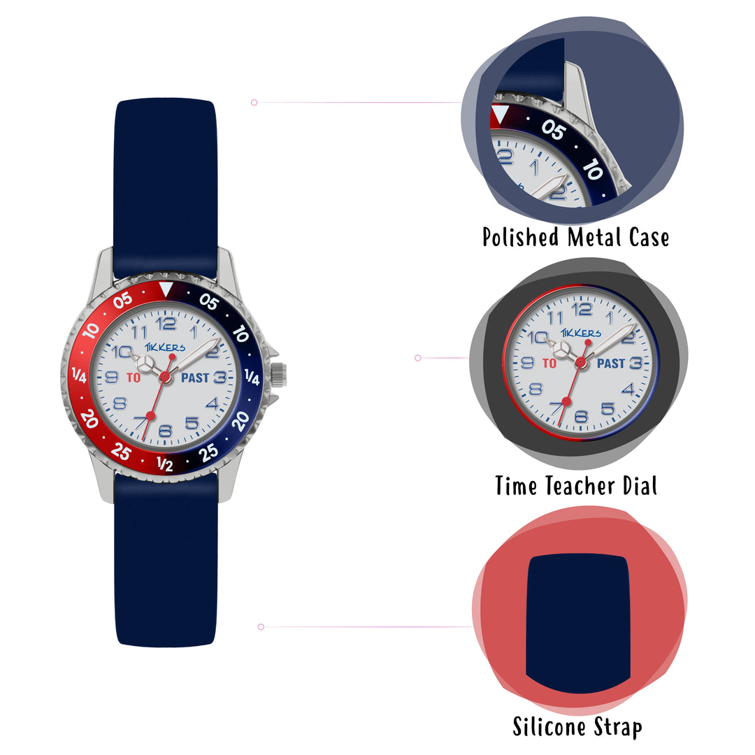 Tikkers Time Teacher Blue & Red, Blue Silicone