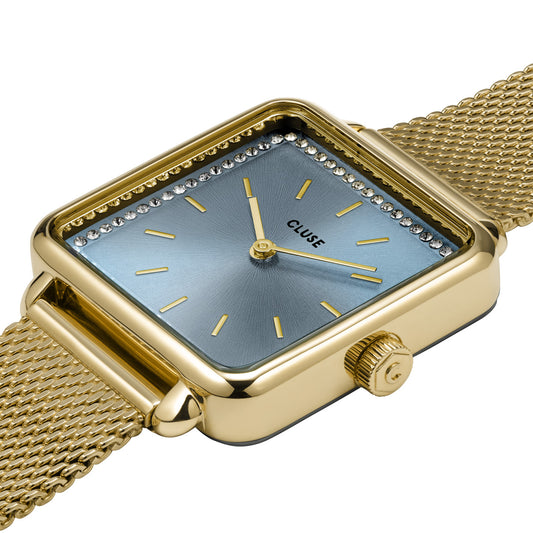 CLUSE La Tetragone Light Blue Stones/ Gold Mesh