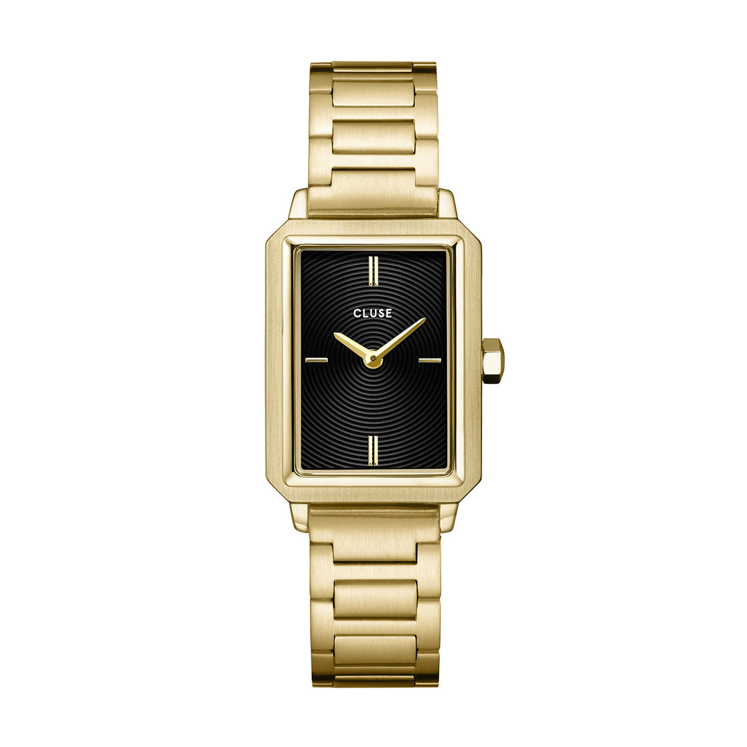 CLUSE Fluette Circular Textured Black/Gold Link CW11512