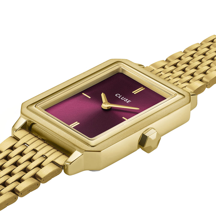 CLUSE Fluette Double Strap Gold Link/Wine Watch CW11516