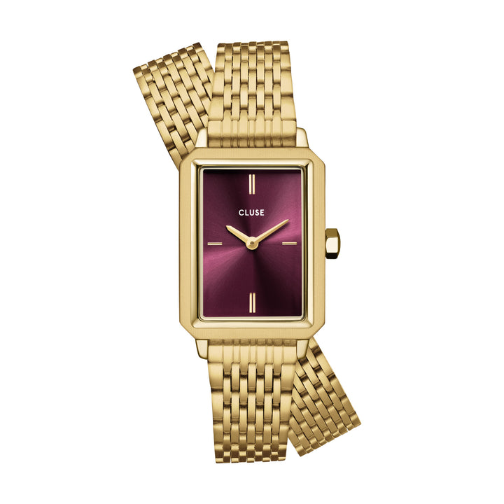 CLUSE Fluette Double Strap Gold Link/Wine Watch CW11516