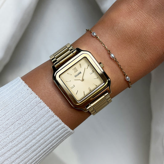 CLUSE Gracieuse Sunray Textured Gold/Gold Link Watch CW11911
