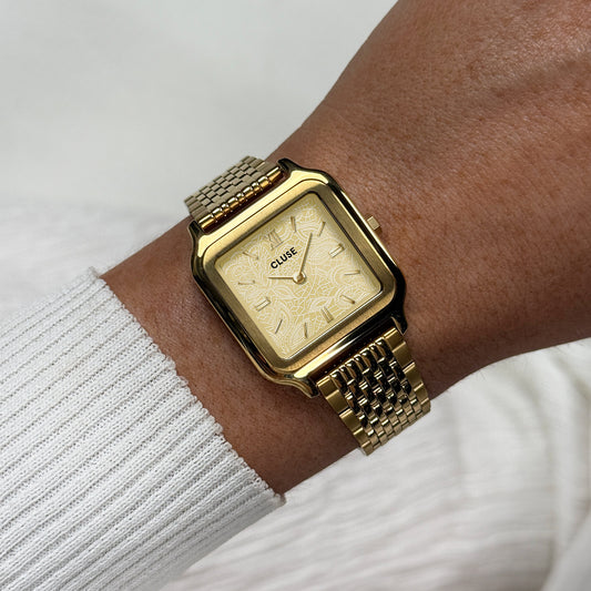 CLUSE Gracieuse Watch Steel, Lace Textured, Gold Colour Watch CW11912