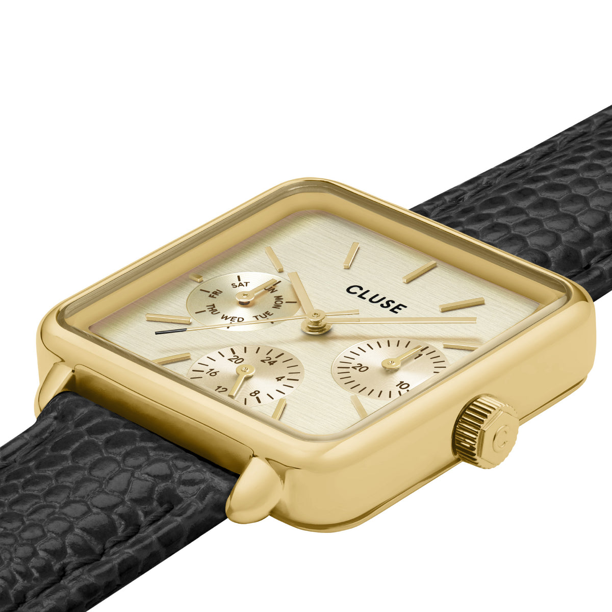 CLUSE La Tetragone Multifunction Leather Black Lizard/Gold