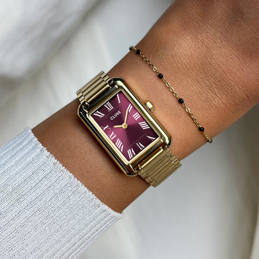 CLUSE Belisenna Wine/Gold Link Watch CW15004