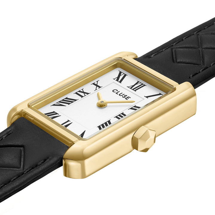 CLUSE Belisenna Gold/Black Quilted Leather Watch CW15005
