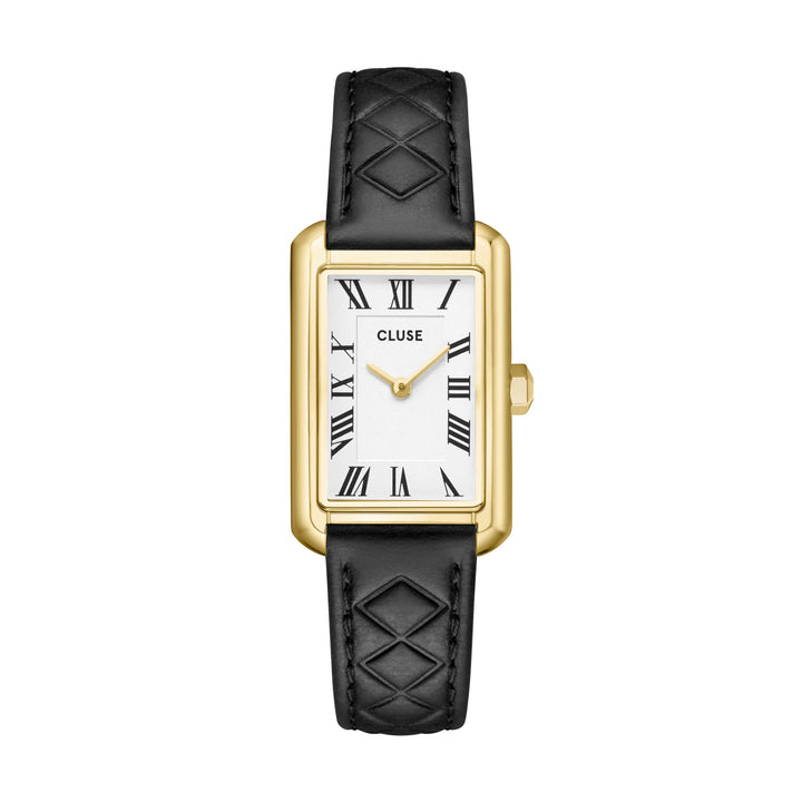 CLUSE Belisenna Gold/Black Quilted Leather Watch CW15005