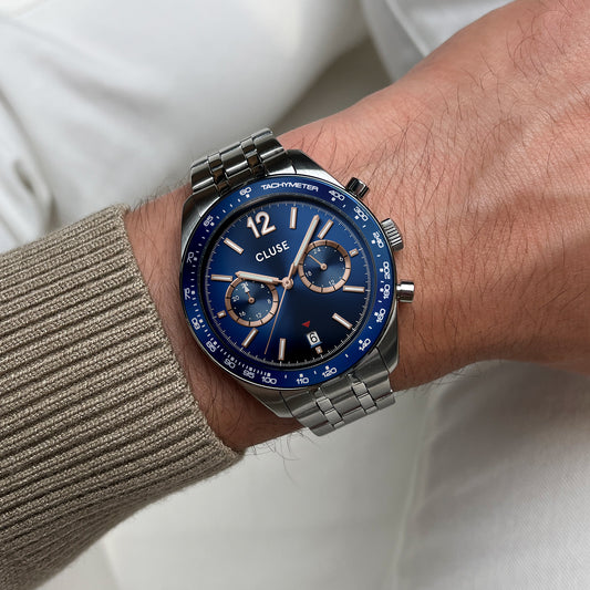 CLUSE Aravis Dual Timer Blue/Steel Watch CW25601