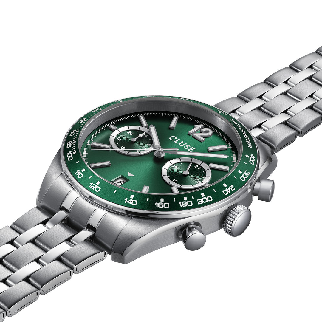 CLUSE Aravis Dual Timer Green/Steel Watch CW25602
