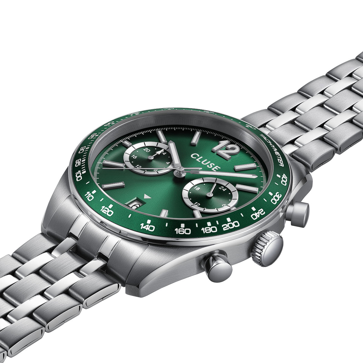 CLUSE Aravis Dual Timer Green/Steel Watch CW25602