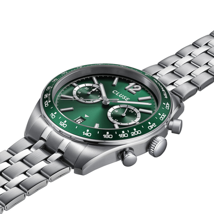 CLUSE Aravis Dual Timer Green/Steel Watch CW25602