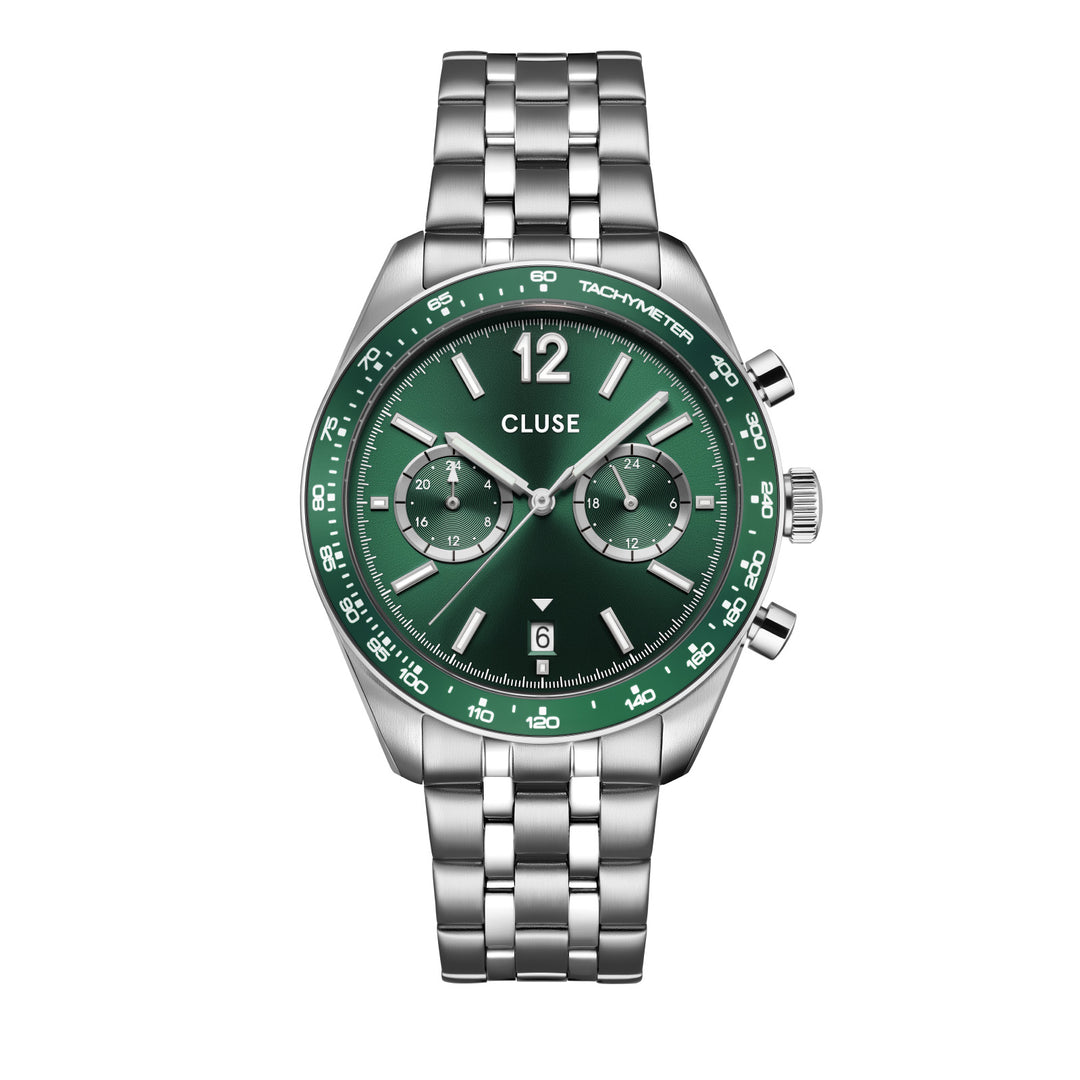 CLUSE Aravis Dual Timer Green/Steel Watch CW25602