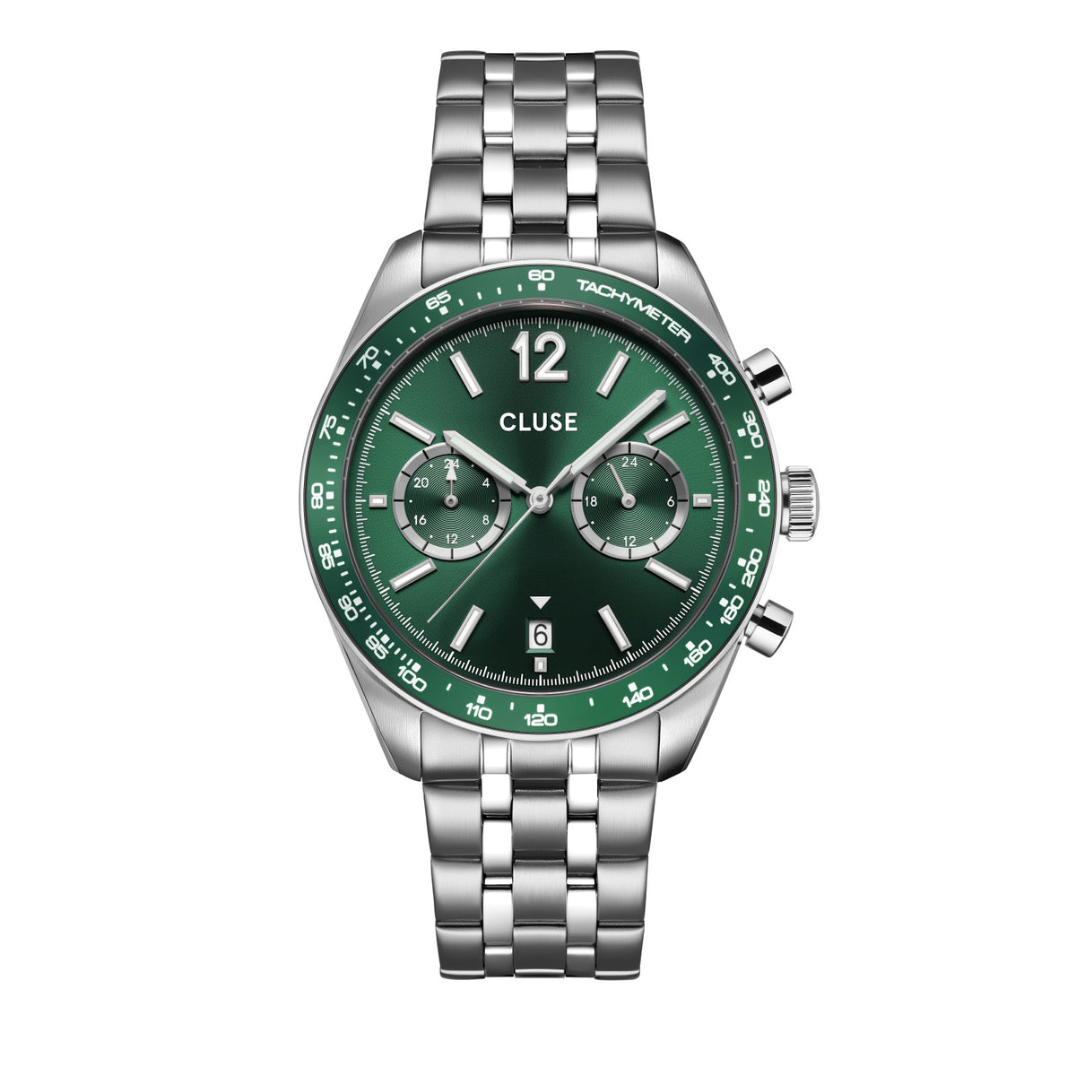 CLUSE Aravis Dual Timer Green/Steel Watch CW25602