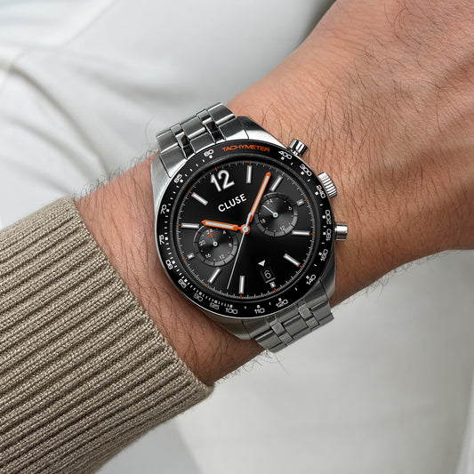 CLUSE Aravis Dual Timer Black/Steel Watch CW25603