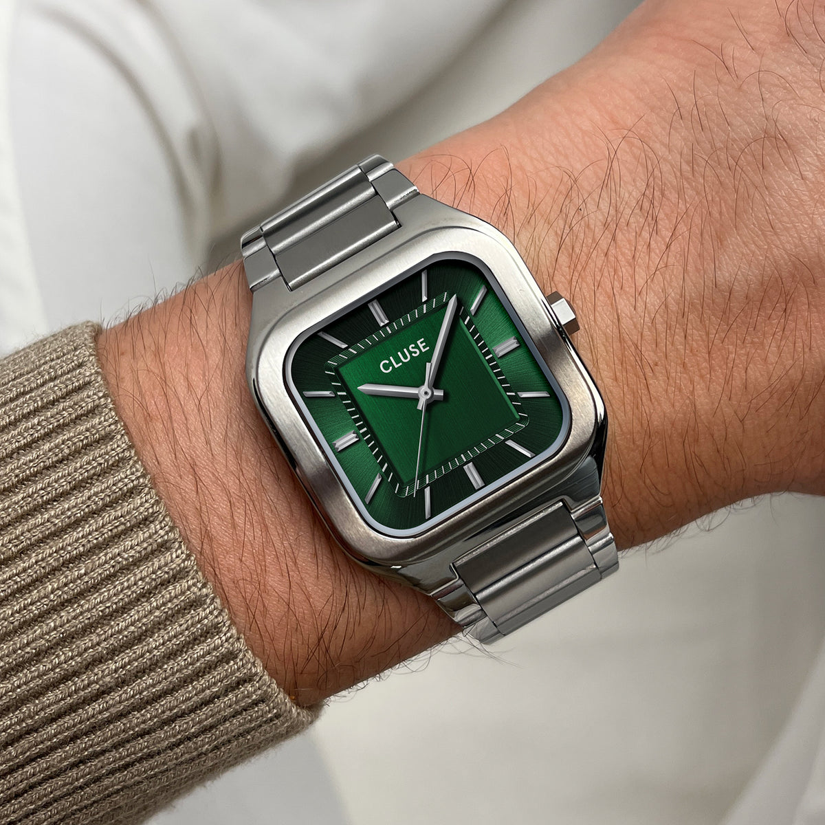 CLUSE Quadrus Green/Steel Watch CW25702