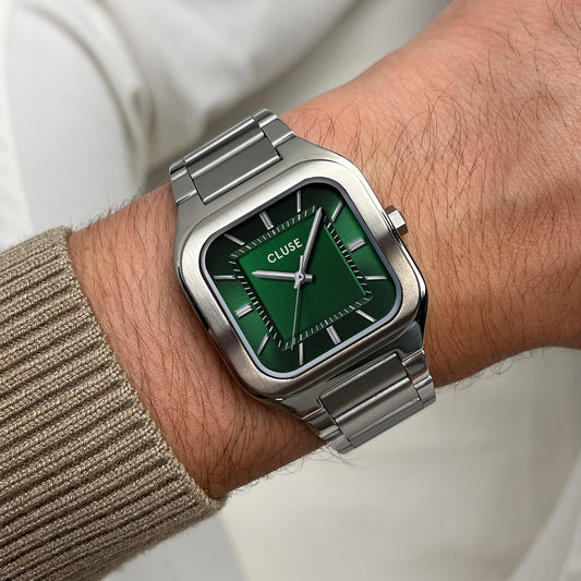 CLUSE Quadrus Green/Steel Watch CW25702