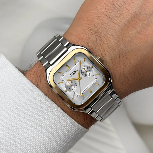 CLUSE Quadrus Multifunction Steel, Silver, Two Tone Watch CW26201