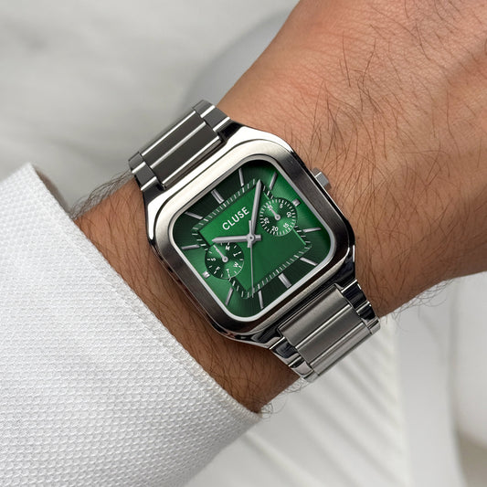CLUSE Quadrus Multifunction Steel, Green, Silver Colour Watch CW26202